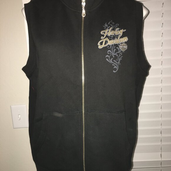 Harley Davidson Sleeveless Black Vest  Large NWT  Price is FIRM  Har1 - Picture 1 of 9